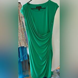 Connected Apparel Green Draped Midi Dress